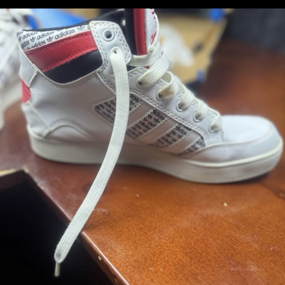 Adidas Originals High Top Sneakers White Red Black Trefoil Logo G50849
